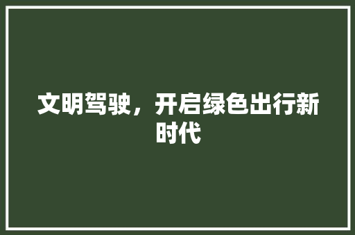 文明驾驶，开启绿色出行新时代