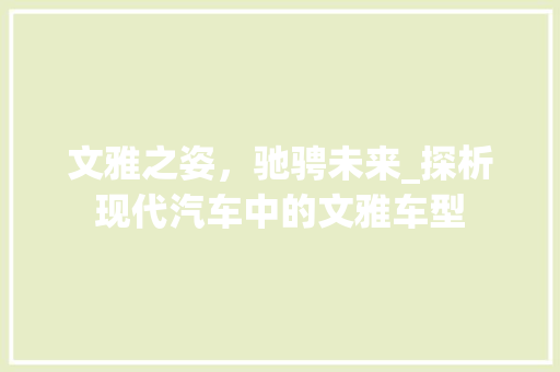 文雅之姿，驰骋未来_探析现代汽车中的文雅车型