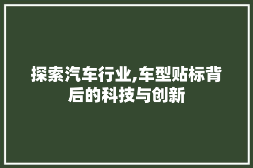 探索汽车行业,车型贴标背后的科技与创新