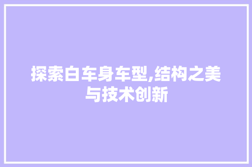 探索白车身车型,结构之美与技术创新