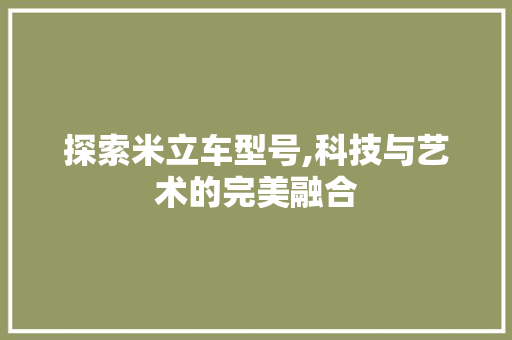 探索米立车型号,科技与艺术的完美融合