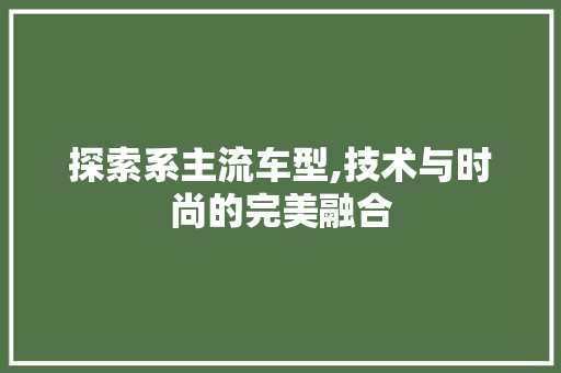 探索系主流车型,技术与时尚的完美融合