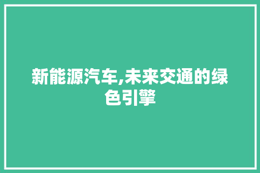 新能源汽车,未来交通的绿色引擎