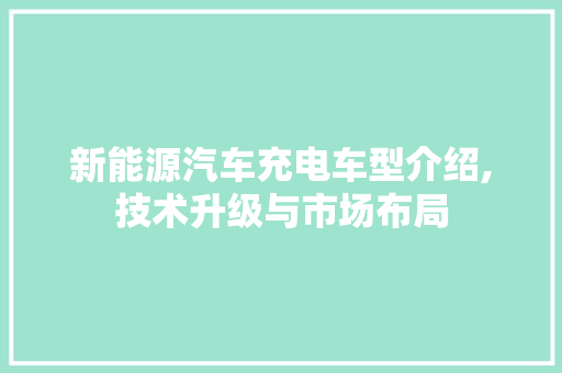 新能源汽车充电车型介绍,技术升级与市场布局