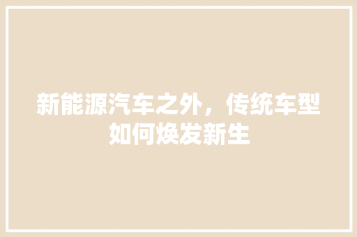 新能源汽车之外，传统车型如何焕发新生