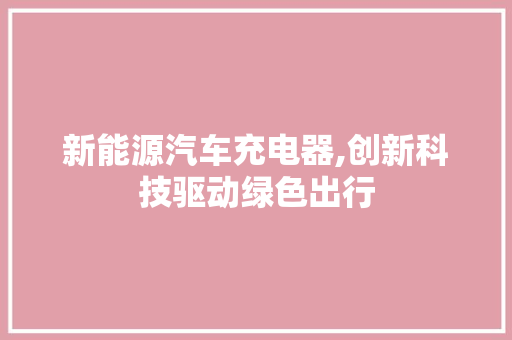 新能源汽车充电器,创新科技驱动绿色出行