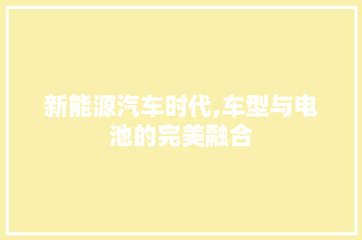 新能源汽车时代,车型与电池的完美融合