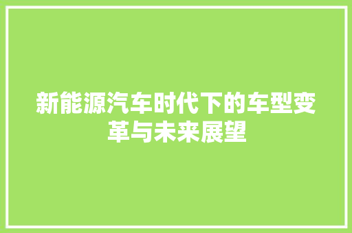新能源汽车时代下的车型变革与未来展望