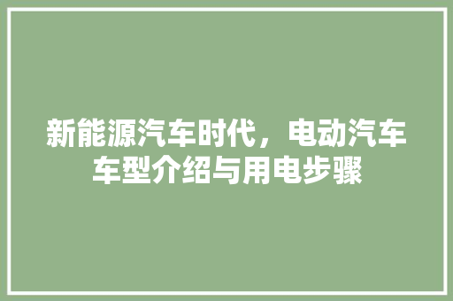 新能源汽车时代，电动汽车车型介绍与用电步骤