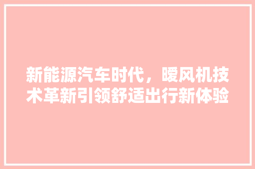 新能源汽车时代，暧风机技术革新引领舒适出行新体验