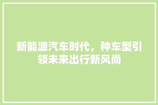 新能源汽车时代，种车型引领未来出行新风尚 底盘配件