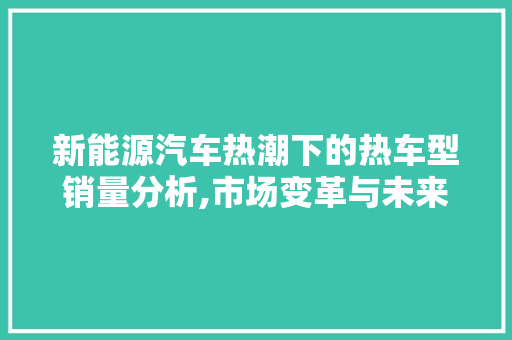 新能源汽车热潮下的热车型销量分析,市场变革与未来展望 蓄电池配件