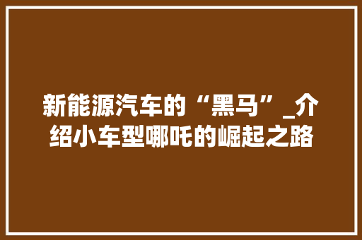 新能源汽车的“黑马”_介绍小车型哪吒的崛起之路