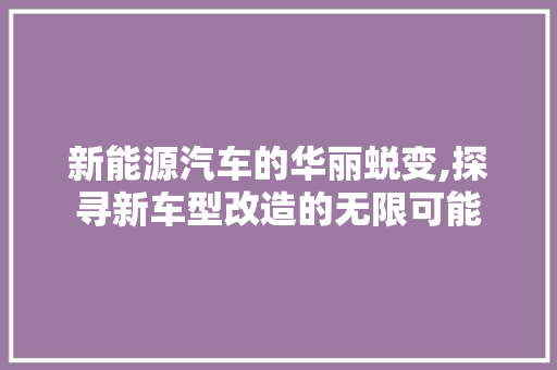 新能源汽车的华丽蜕变,探寻新车型改造的无限可能