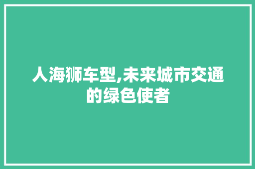人海狮车型,未来城市交通的绿色使者