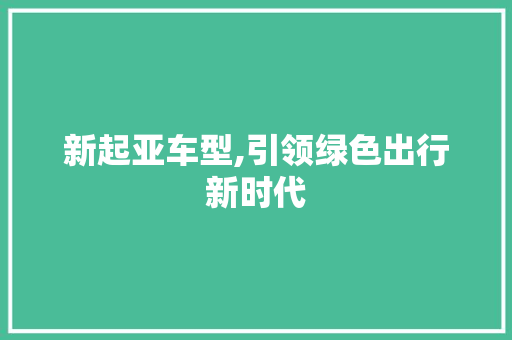 新起亚车型,引领绿色出行新时代