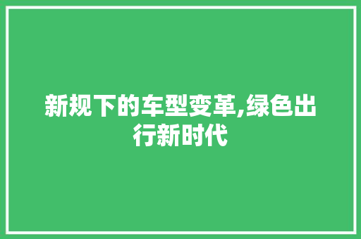 新规下的车型变革,绿色出行新时代