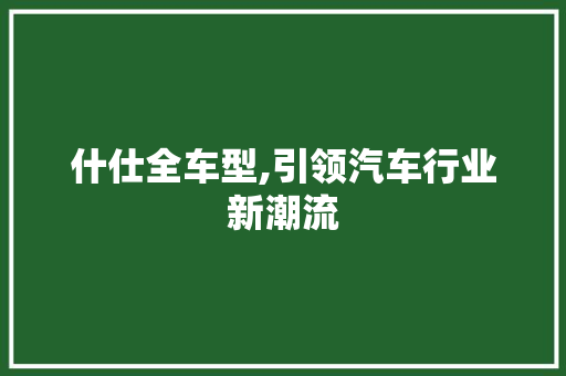 什仕全车型,引领汽车行业新潮流