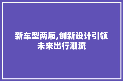 新车型两厢,创新设计引领未来出行潮流