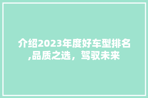 介绍2023年度好车型排名,品质之选，驾驭未来