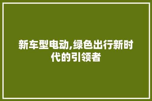 新车型电动,绿色出行新时代的引领者