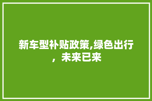 新车型补贴政策,绿色出行，未来已来