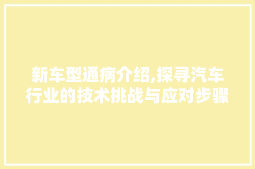 新车型通病介绍,探寻汽车行业的技术挑战与应对步骤