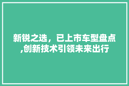 新锐之选，已上市车型盘点,创新技术引领未来出行