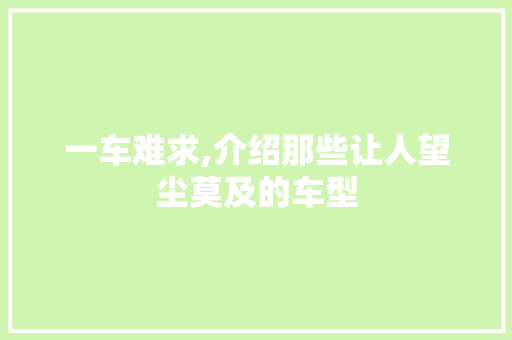 一车难求,介绍那些让人望尘莫及的车型