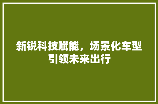 新锐科技赋能，场景化车型引领未来出行