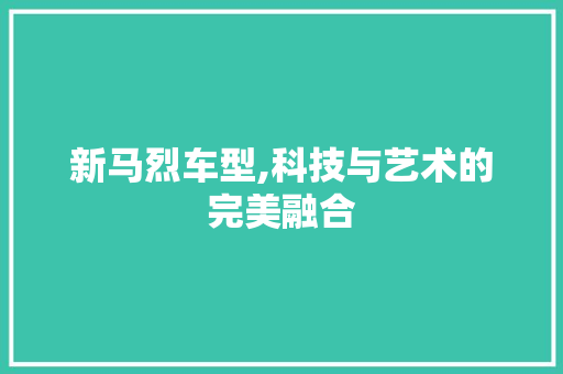 新马烈车型,科技与艺术的完美融合