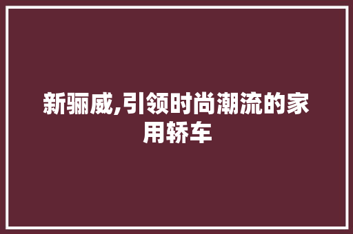 新骊威,引领时尚潮流的家用轿车