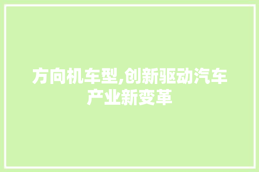 方向机车型,创新驱动汽车产业新变革