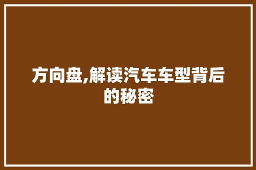 方向盘,解读汽车车型背后的秘密