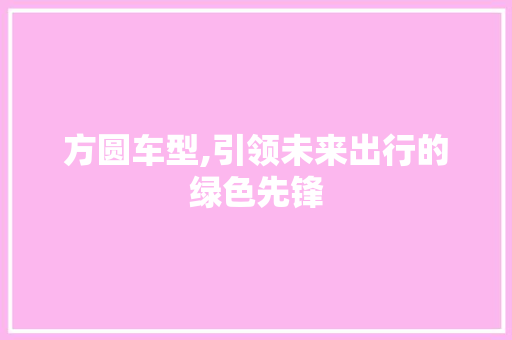 方圆车型,引领未来出行的绿色先锋