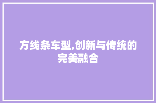 方线条车型,创新与传统的完美融合