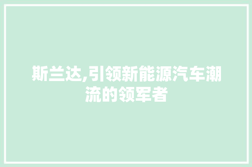 斯兰达,引领新能源汽车潮流的领军者