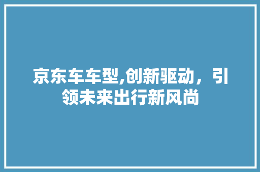 京东车车型,创新驱动，引领未来出行新风尚