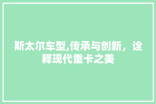 斯太尔车型,传承与创新，诠释现代重卡之美