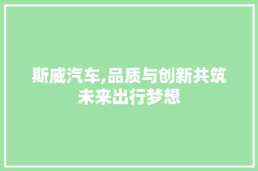 斯威汽车,品质与创新共筑未来出行梦想