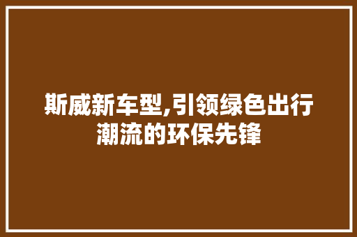 斯威新车型,引领绿色出行潮流的环保先锋