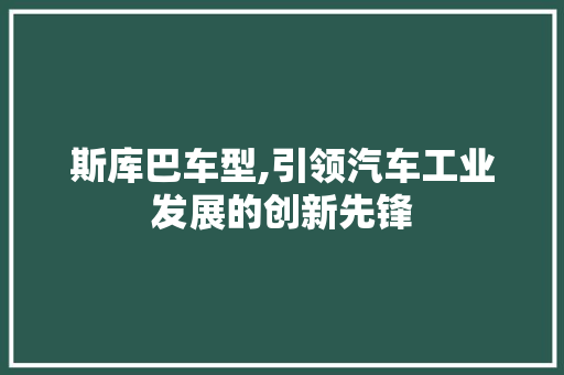 斯库巴车型,引领汽车工业发展的创新先锋