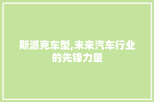 斯派克车型,未来汽车行业的先锋力量