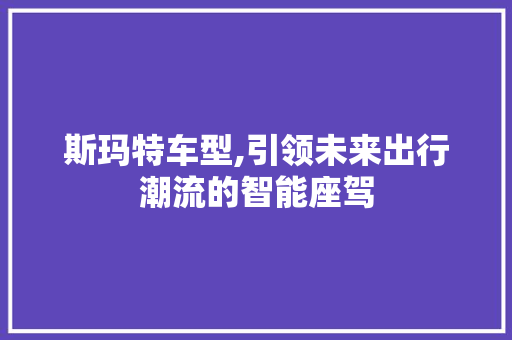 斯玛特车型,引领未来出行潮流的智能座驾