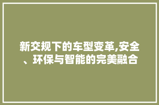 新交规下的车型变革,安全、环保与智能的完美融合