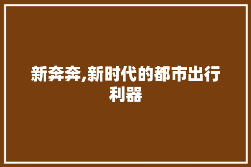 新奔奔,新时代的都市出行利器