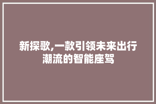 新探歌,一款引领未来出行潮流的智能座驾