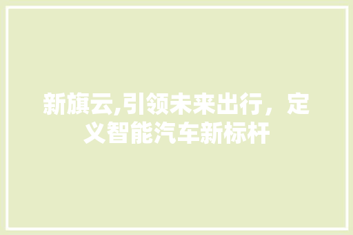 新旗云,引领未来出行，定义智能汽车新标杆