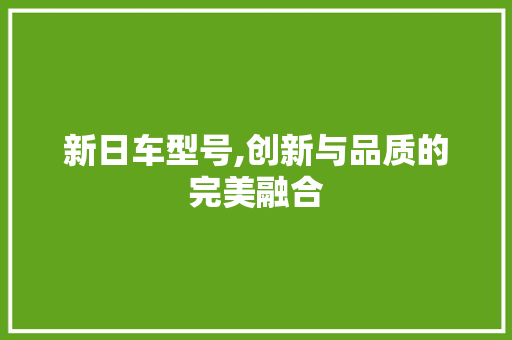新日车型号,创新与品质的完美融合