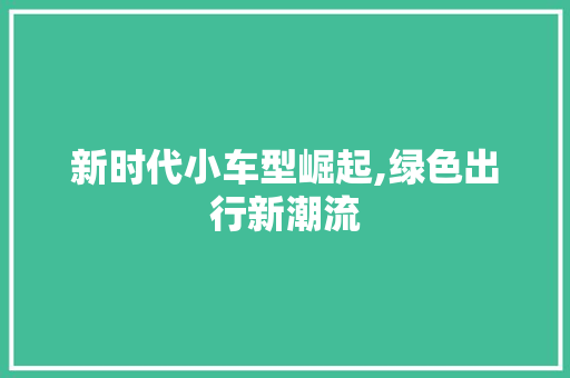 新时代小车型崛起,绿色出行新潮流
